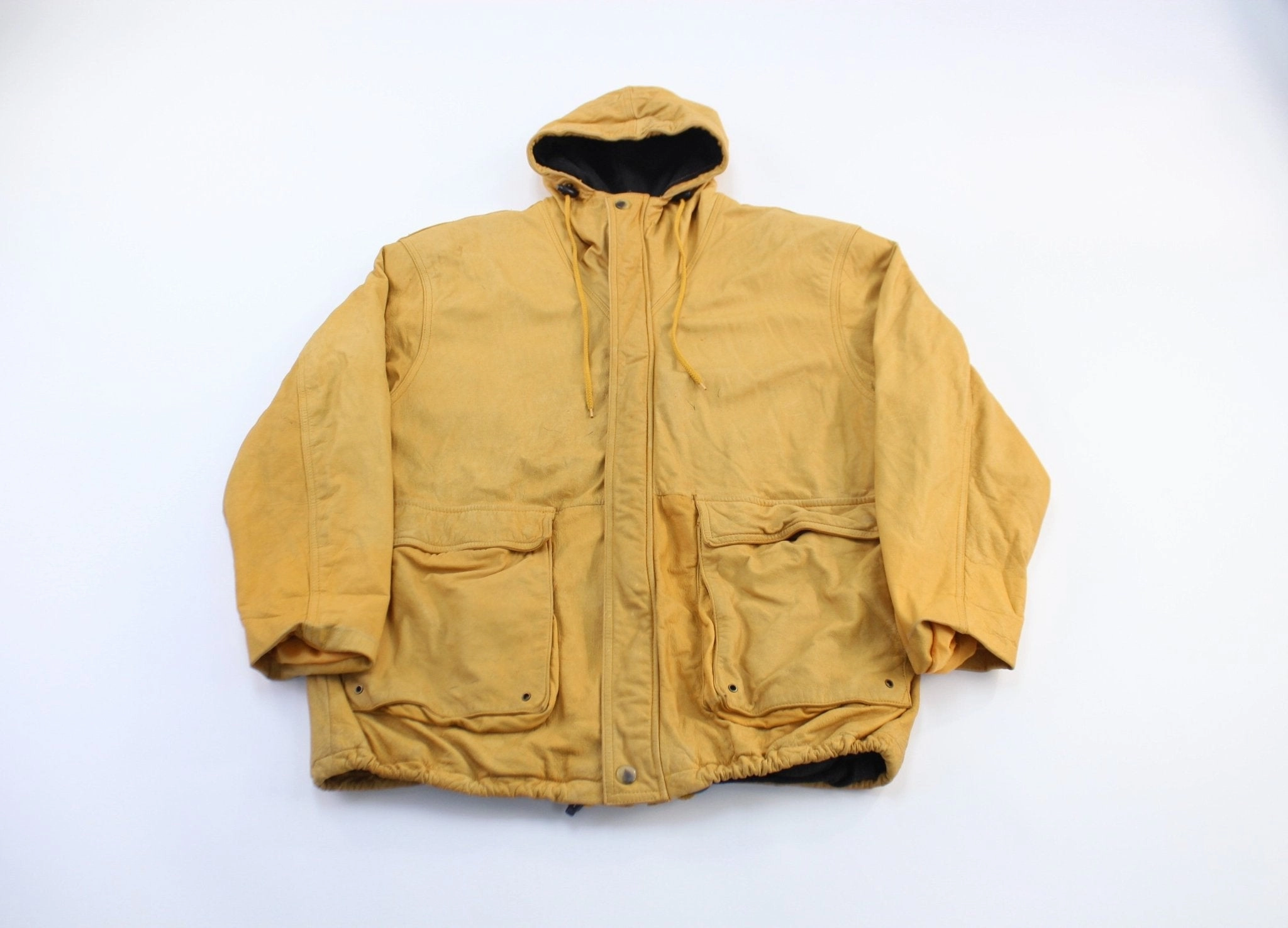 Wilson's The Leather Expert Yellow Zip Up Jacket Reinforced Elbow Patches