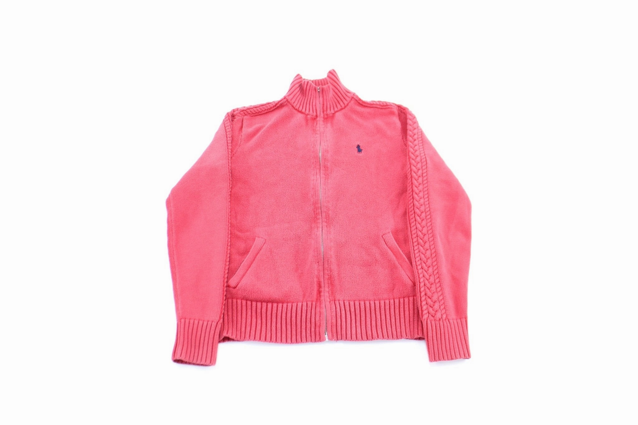 Go Anywhere Functional Outerwear Women's Polo by Ralph Lauren Embroidered Logo Hot Pink Zip Up Sweater
