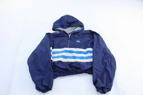 Women's Vintage Adidas Embroidered Logo Blue & White Windbreaker Jacket Smooth Zipper Action