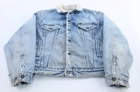 80's Levi's Sherpa Lined Light Wash Denim Trucker Jacket Adaptive Temperature Control