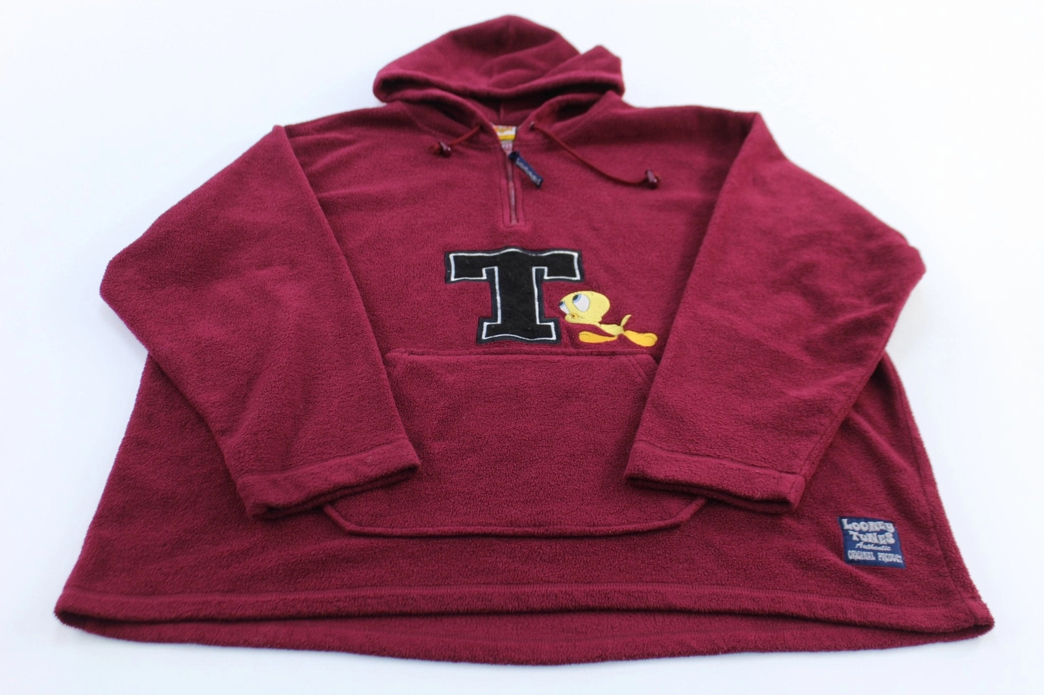 Women's 2000 Looney Tunes Embroidered Tweety Fleece Pullover Abrasion Resistant Edges traveler