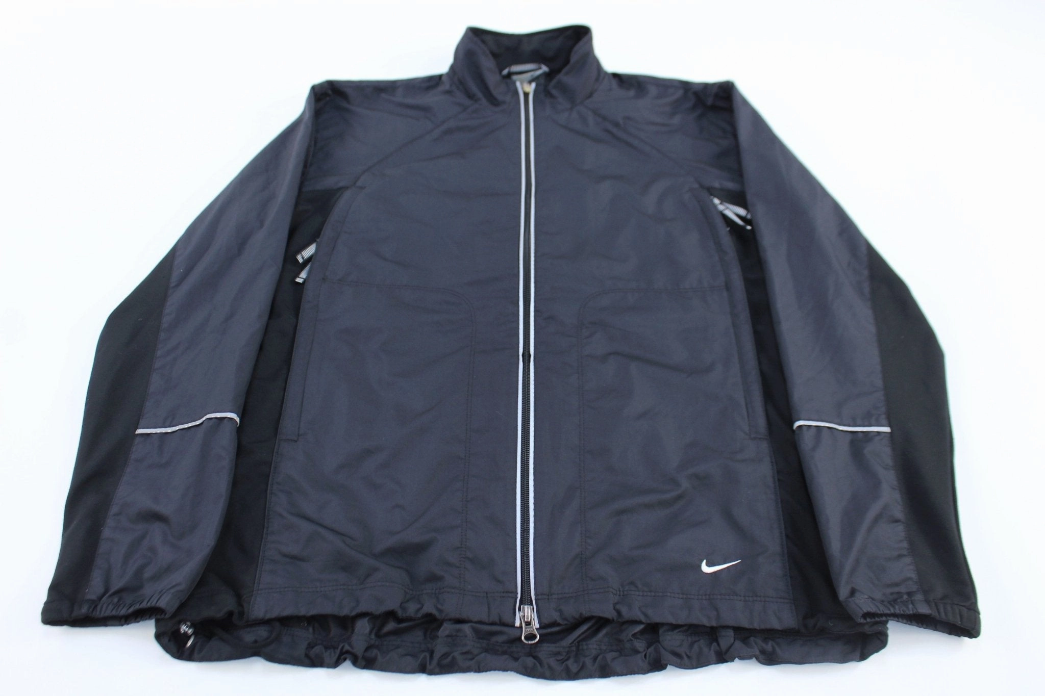 Women's 2000's Nike Embroidered Logo Black Zip Up Jacket Layered Protection Weatherproof Protection