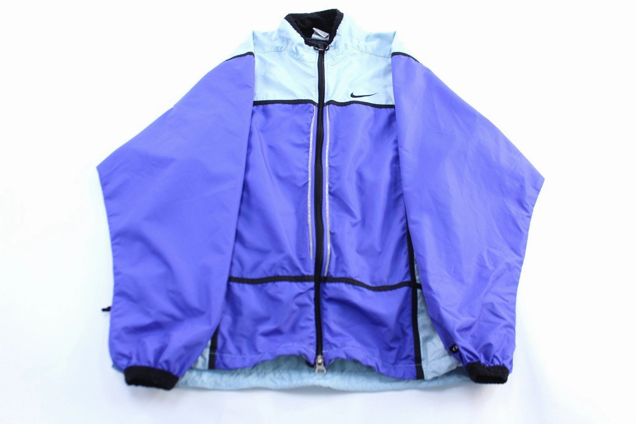 High - end Women's 90's Nike Embroidered Logo Blue & Black Zip Up Jacket