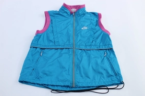 Women's 90's Nike Embroidered Logo Blue & Pink Tennis Vest Secure Closures Late Autumn