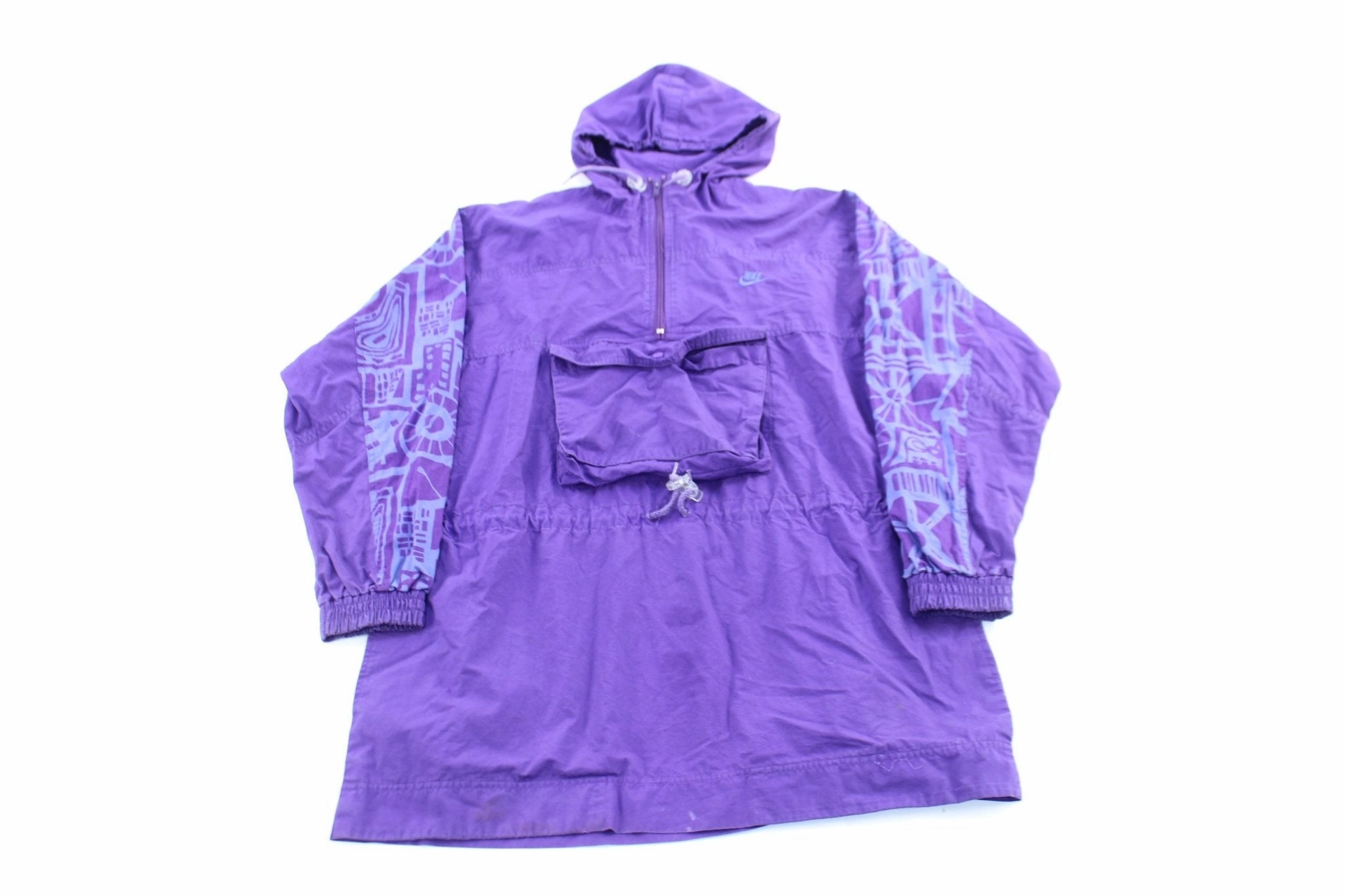 Women's 90's Nike Embroidered Logo Purple Anorak Jacket Grow HemLock Adjustment System