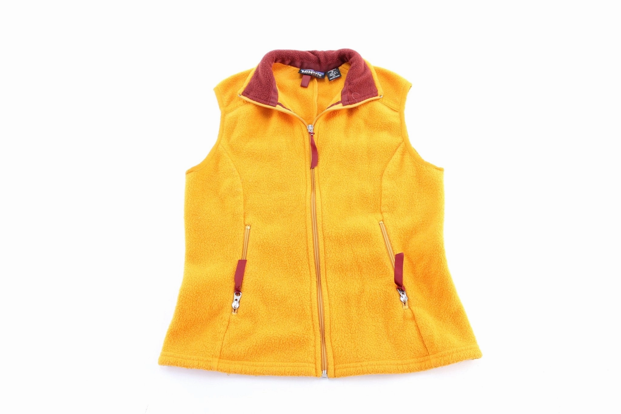 Women's 90's Patagonia Yellow Fleece Zip Up Vest countryside