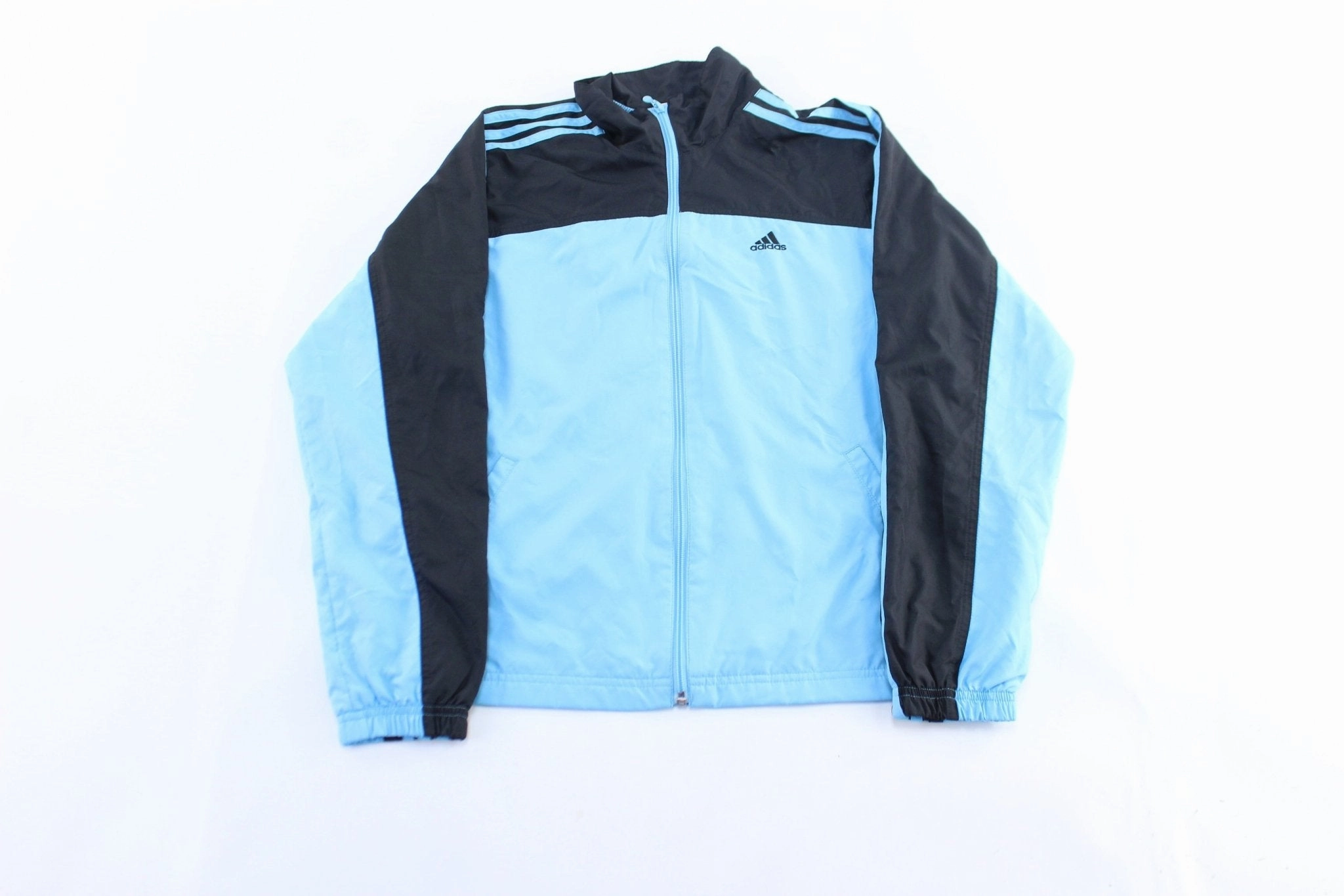 Category Winter Comfort Women's Adidas Embroidered Logo Blue & Black Striped Zip Up Jacket