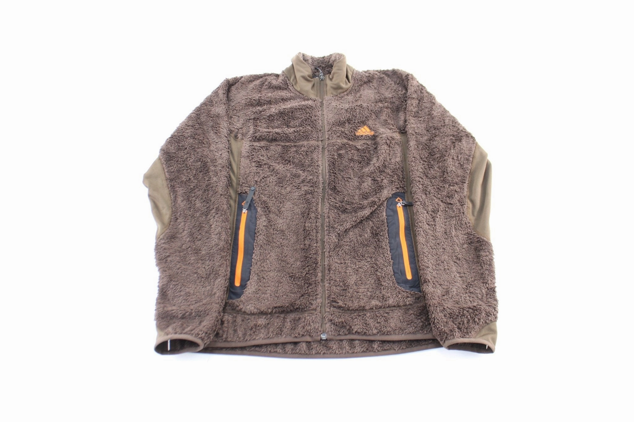 Circulate Women's Adidas Embroidered Logo Brown Fleece Zip Up Jacket