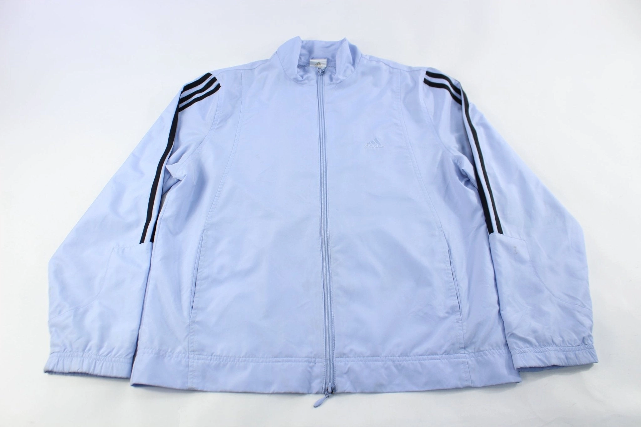 rainy Dirt Repellent Surface Women's Adidas Embroidered Logo Purple & Black Striped Jacket