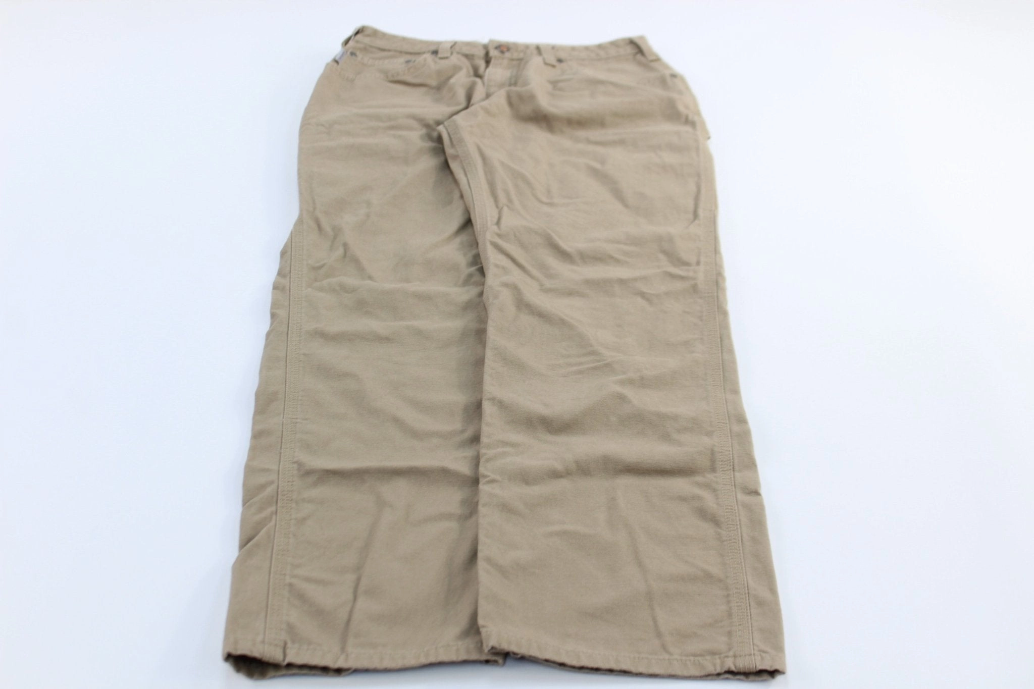 Women's Carhartt Logo Patch Khaki Carpenter Pants Abrasion Resistant Material