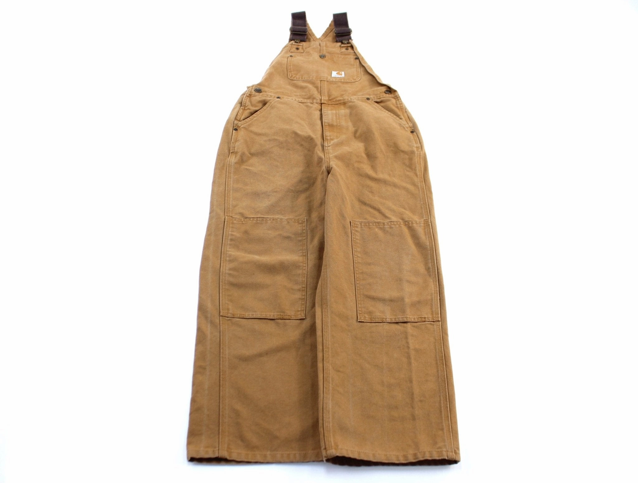 suitable for e commerce Women's Carhartt Logo Patch Tan Double Knee Overalls