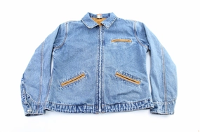 Abrasion resistant Double Stitched Construction Women's Ethyl Denim Zip Up Jacket