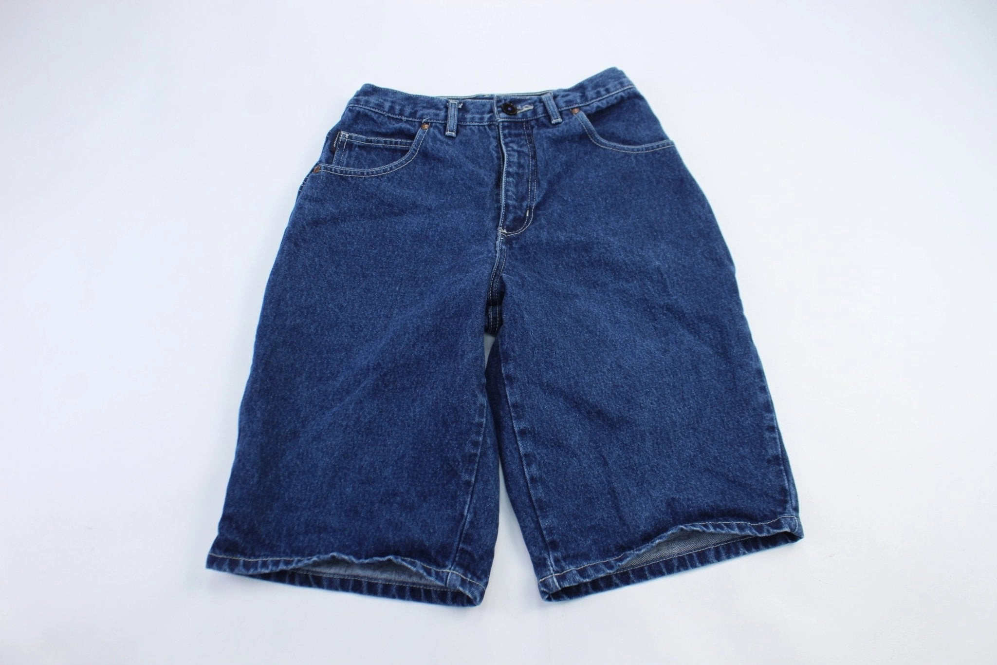 Women's Guess Logo Dark Wash Denim Shorts Warm Fit