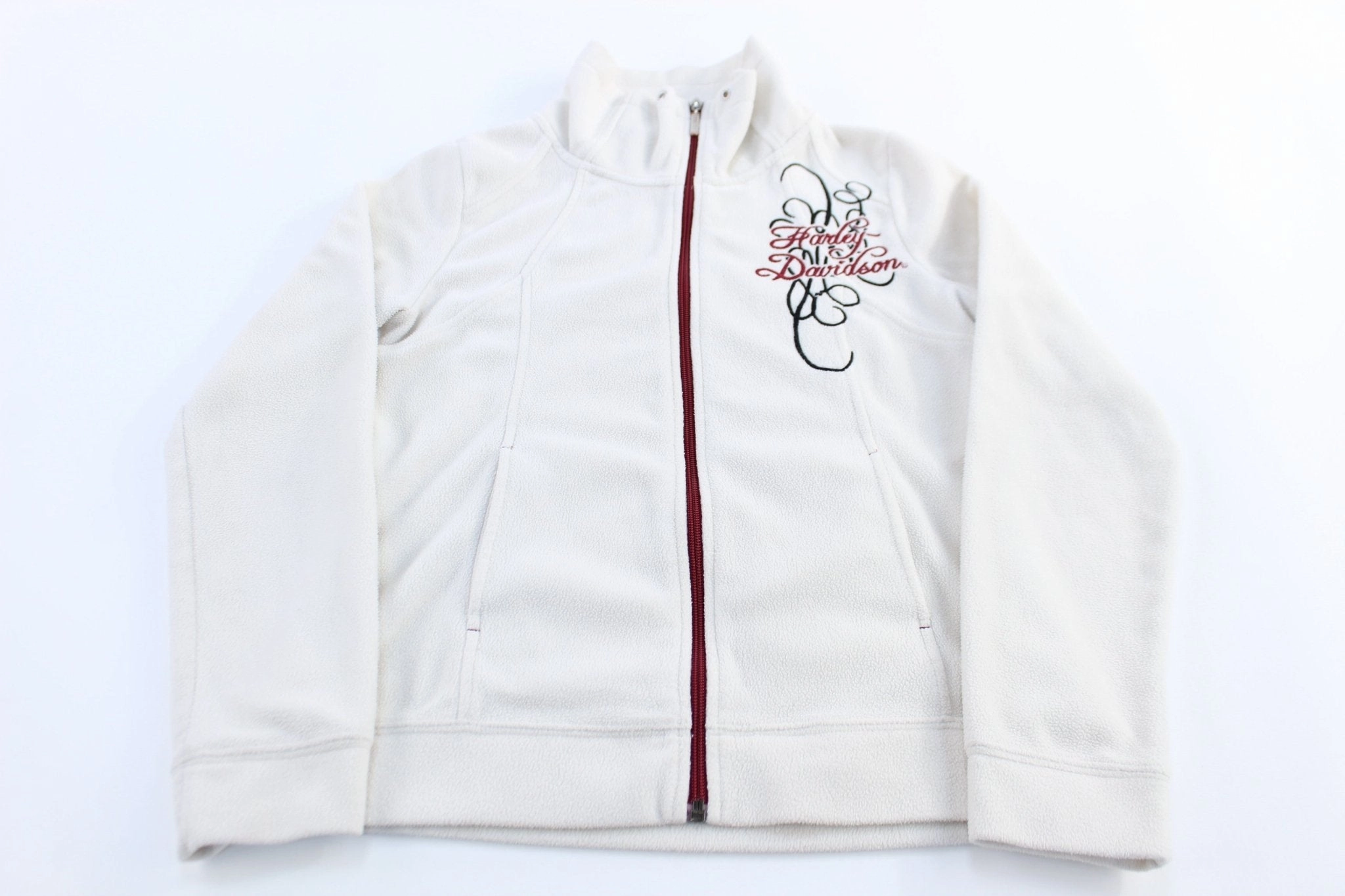 Performance Ready Women's Harley Davidson Embroidered White Fleece Zip Up Jacket