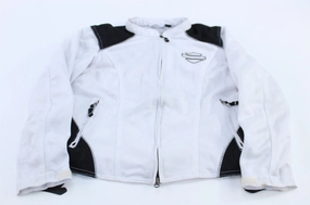 Women's Harley Davidson Motorcycles Black & White Biker Riding Jacket Wool