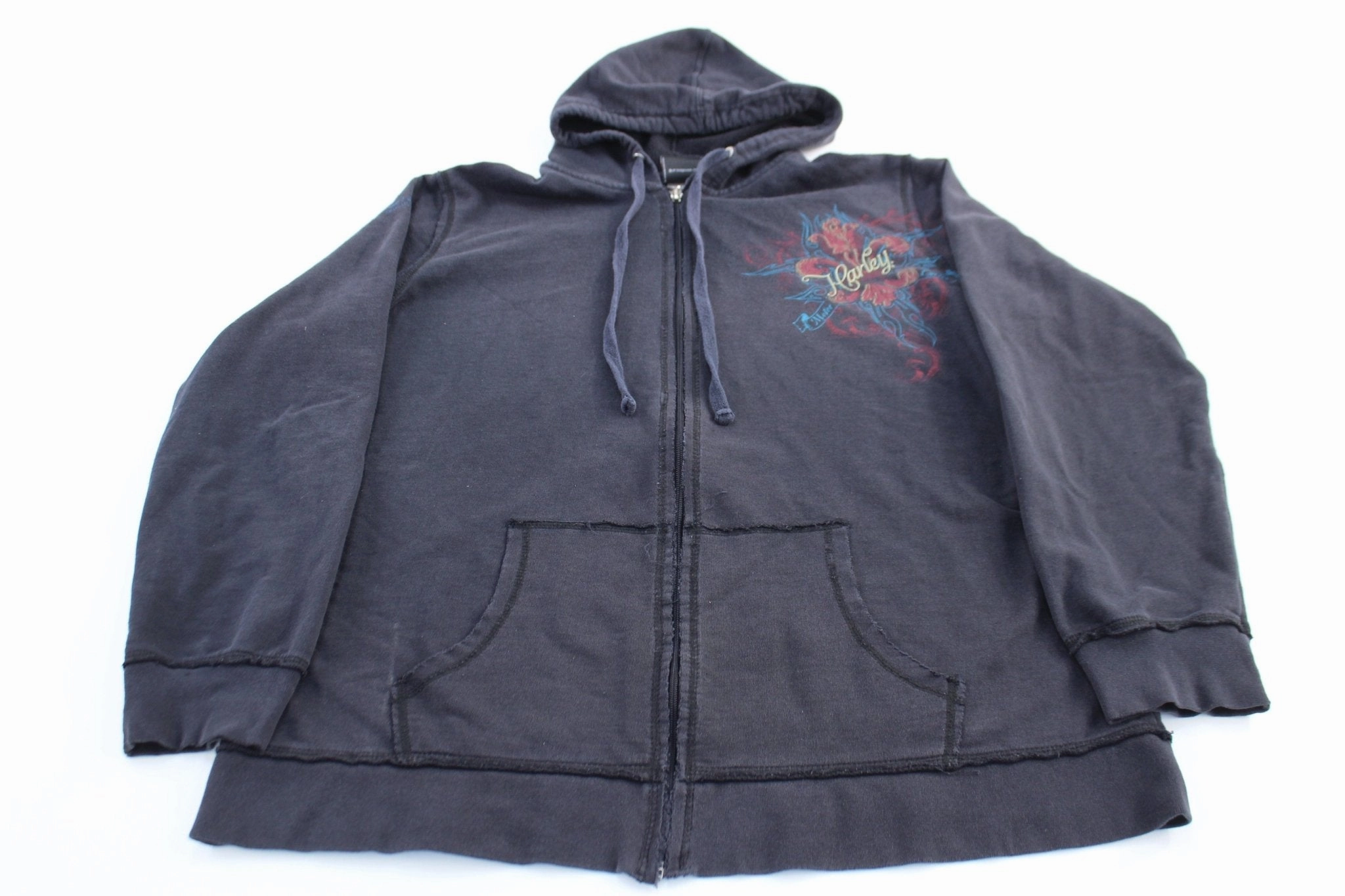 Women's Harley Davidson Motorcycles Black Full Zip Hoodie UltraThinLayer Wind Proof