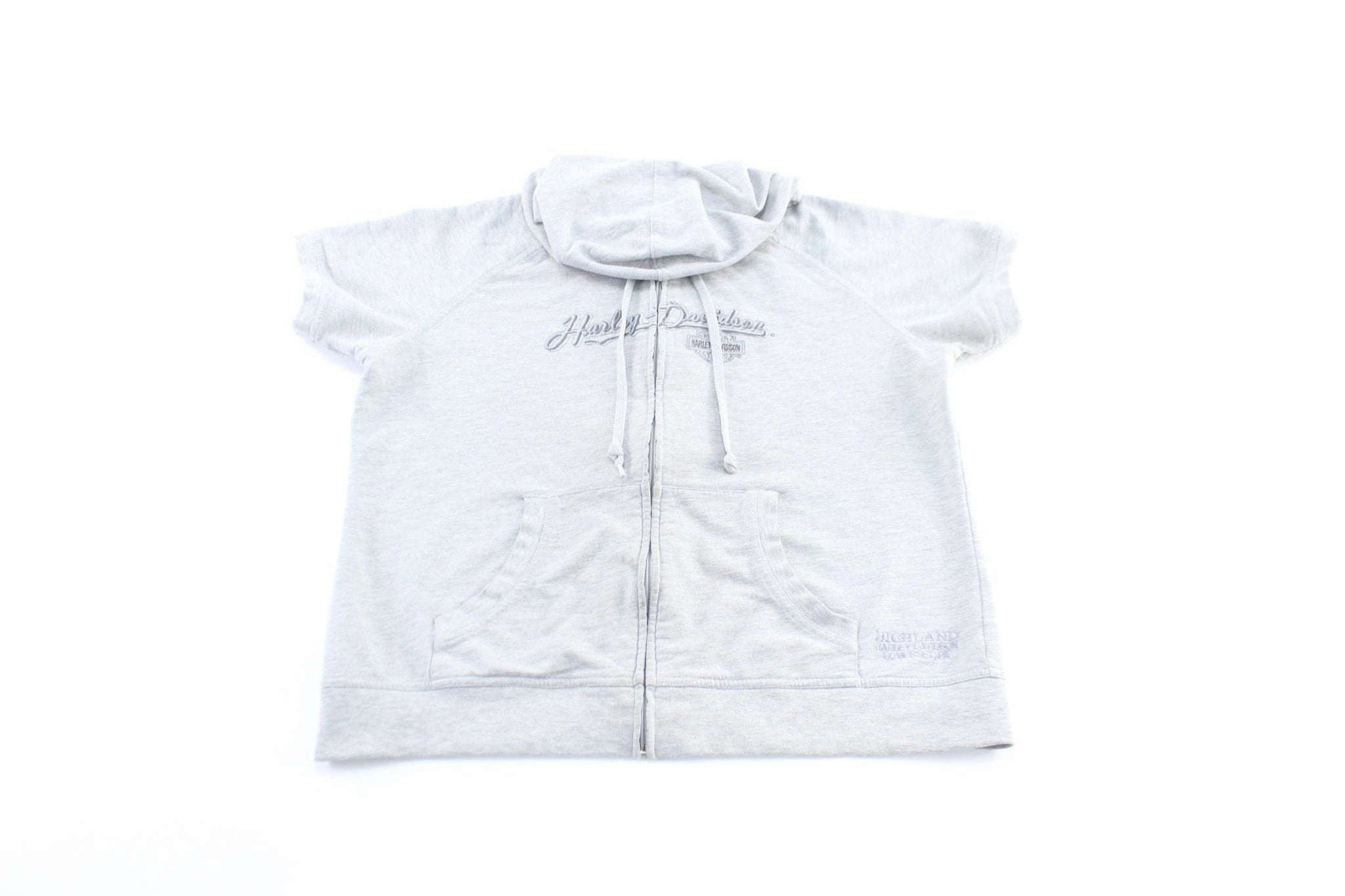 Women's Harley Davidson Motorcycles Embroidered Grey Zip Up Hoodie Taped Neckline Seams fall season