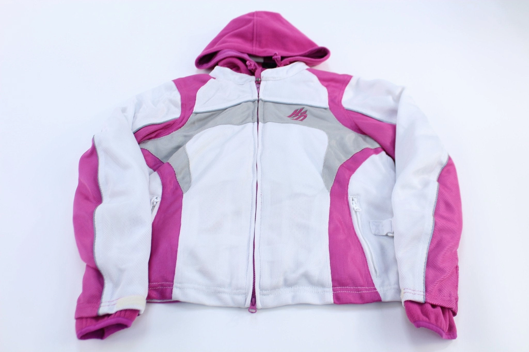 Women's Harley Davidson Motorcycles Pink & White Biker Riding Jacket Disrupt