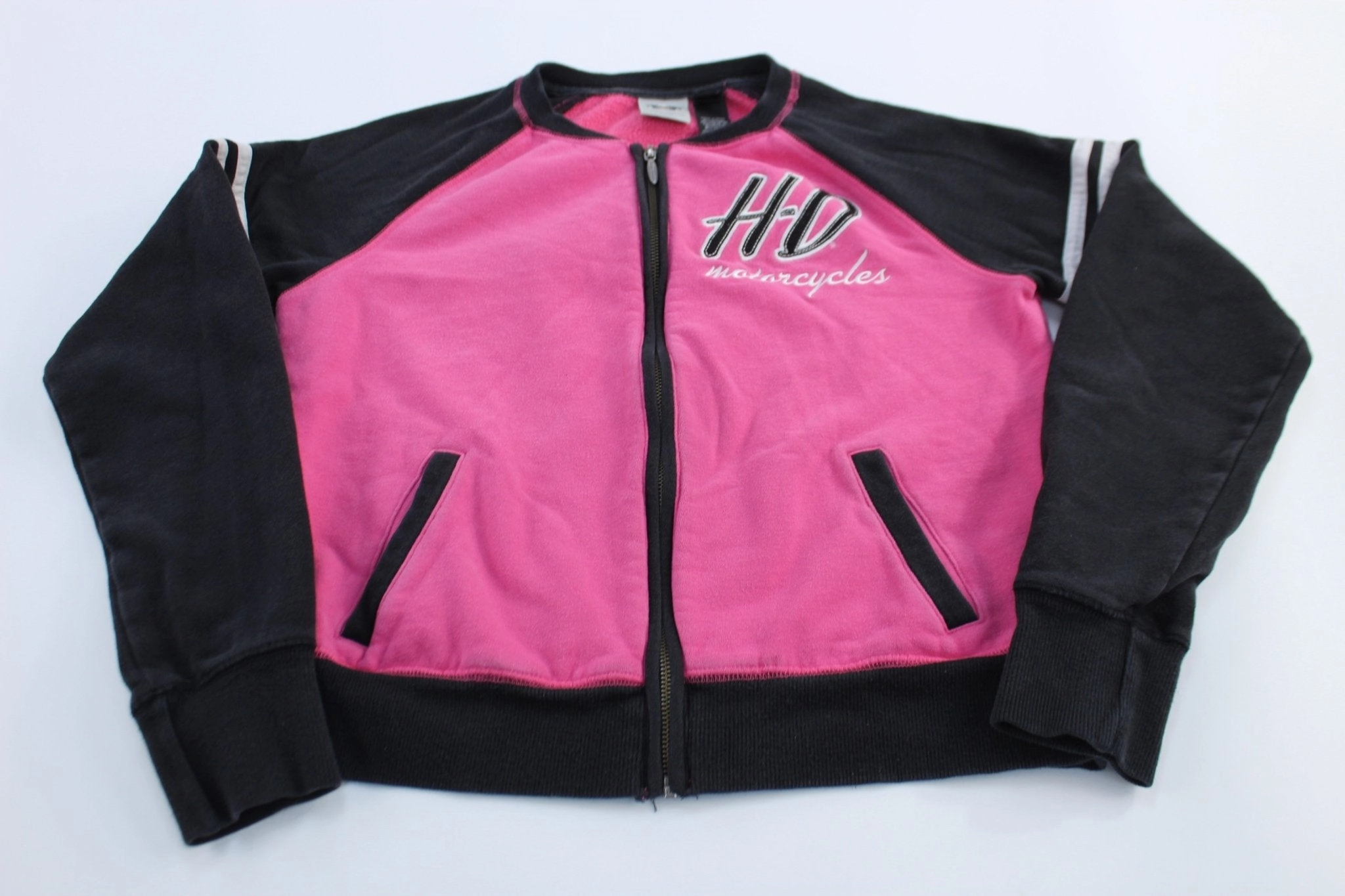 Women's Harley Davidson Motorcycles Pink, Black, & White Zip Up Jacket Reversible Protection Lightweight Packable Build