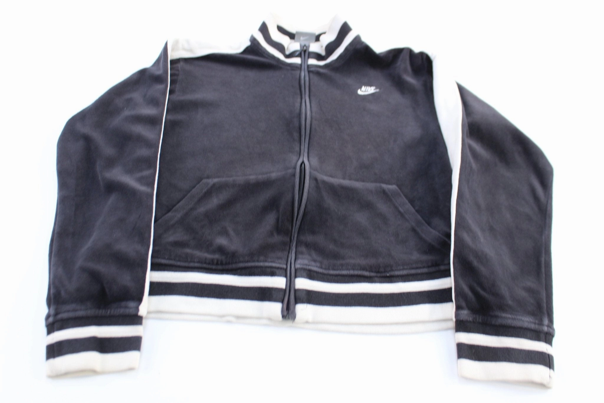 Women's Nike Embroidered Logo Black & White Track Jacket Non Bulky Design