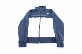 Women's Nike Embroidered Logo Blue & White Zip Up Jacket afternoon spring season