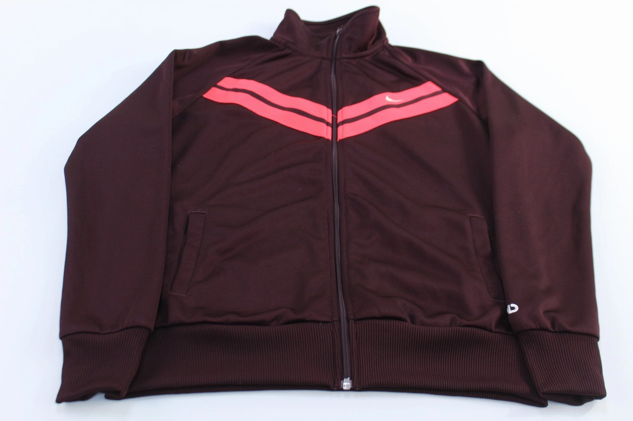 Women's Nike Embroidered Logo Pink & Burgundy Track Jacket Respect Hood Included