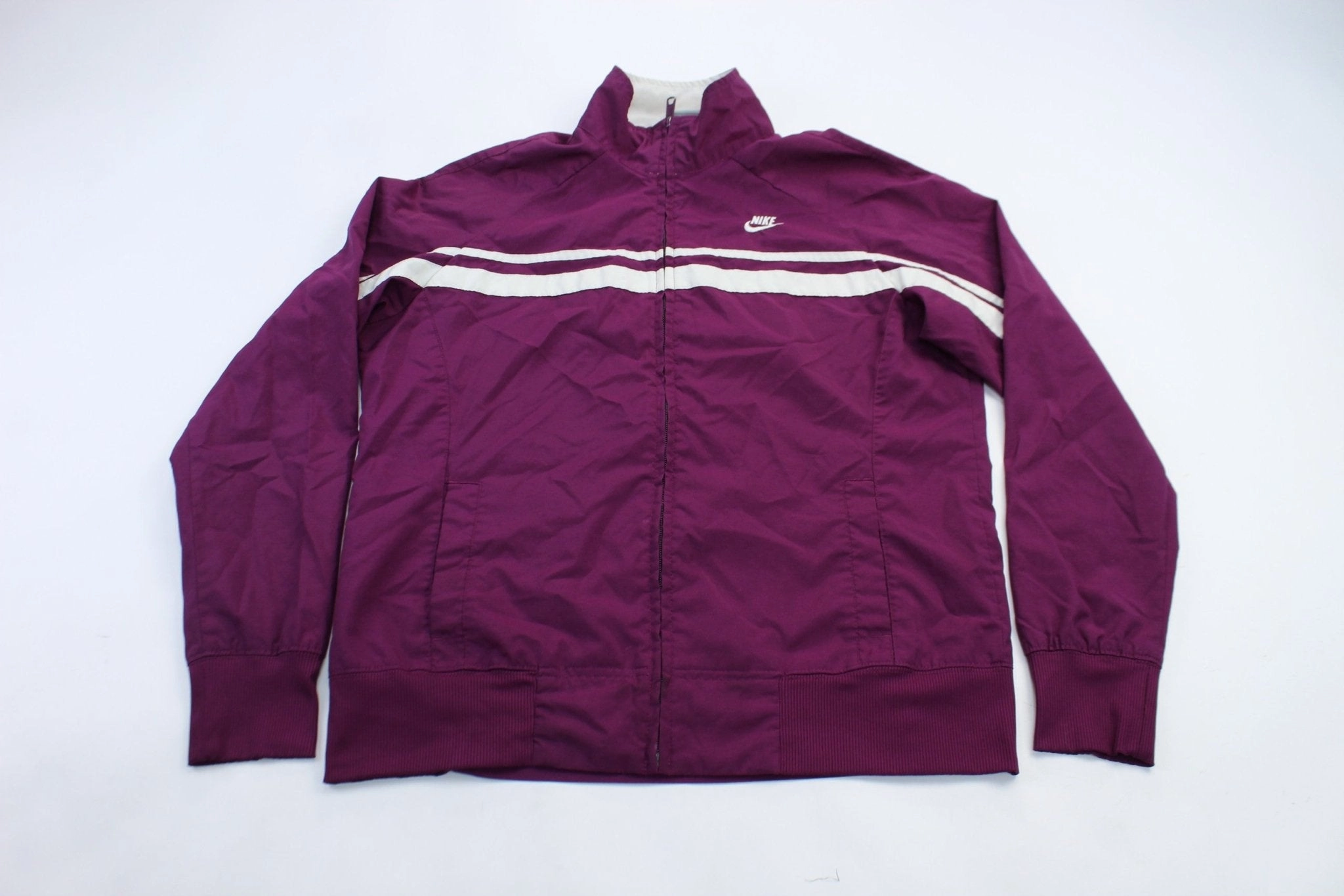 Women's Nike Embroidered Logo Purple & White Zip Up Jacket Hooded style muted shades