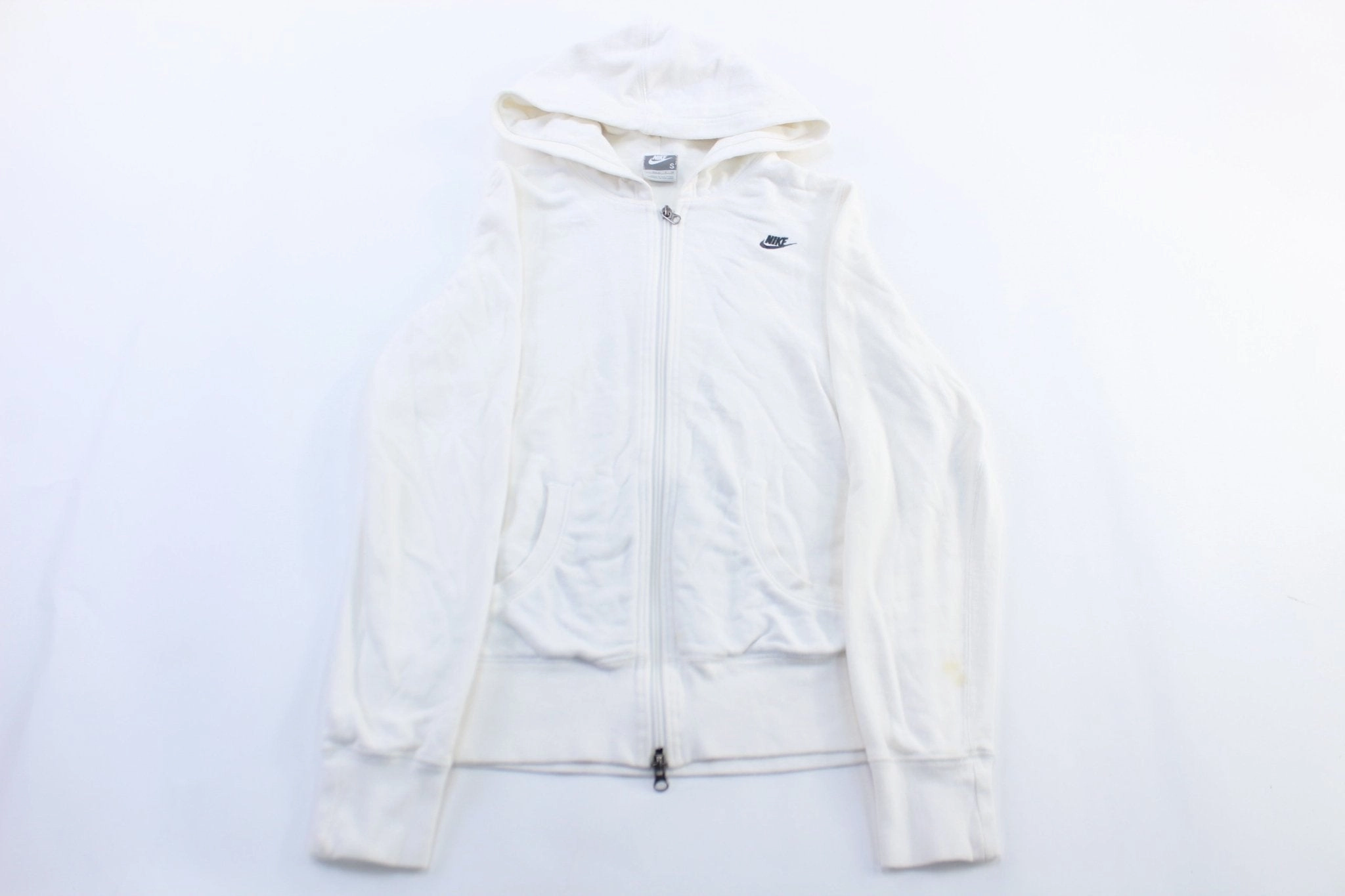 Women's Nike Embroidered Logo White Zip Up Hoodie Pocket-square Button Snap Conversion