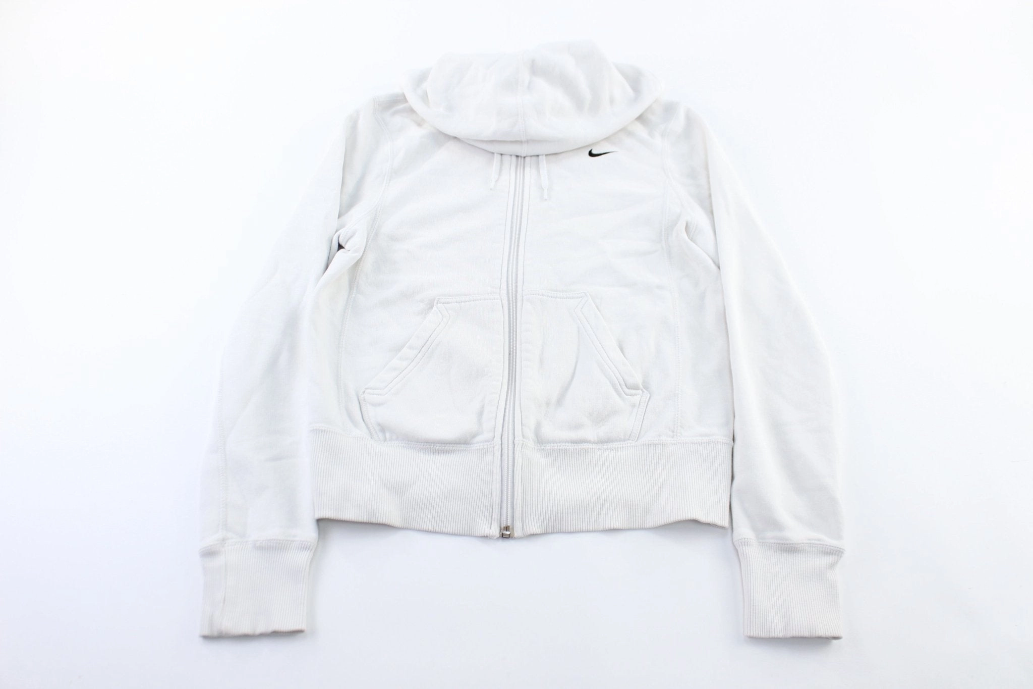 Women's Nike Embroidered Logo White Zip Up Jacket Cold Day Wear