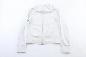 Women's Nike Embroidered Logo White Zip Up Jacket Cold Day Wear