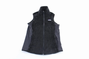 Women's Patagonia Logo Patch Black Zip Up Vest Zip Front Heavy Duty Hardware