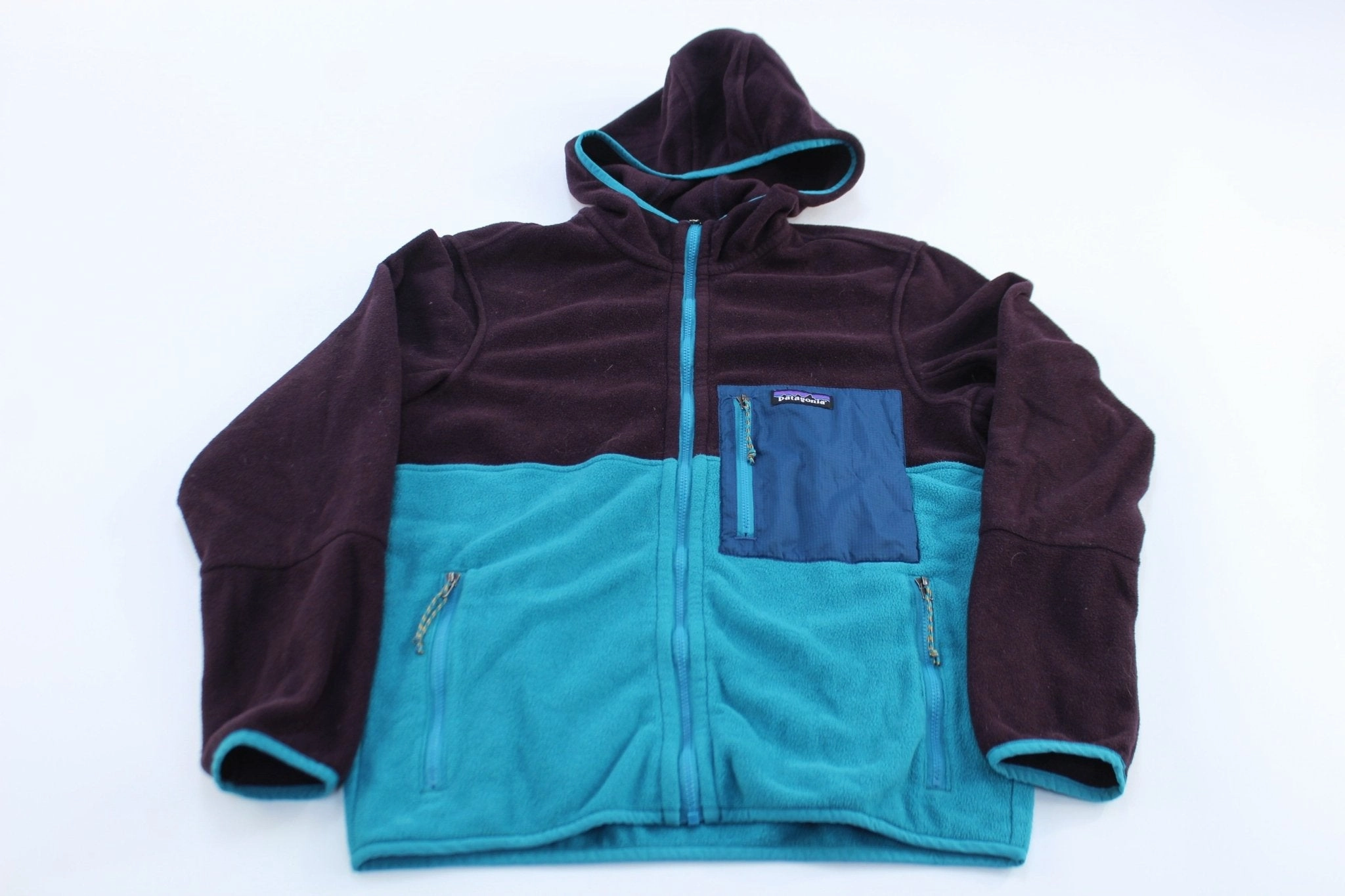 Women's Patagonia Logo Patch Blue & Purple Zip Up Jacket Seam Sealed Construction City Explorer