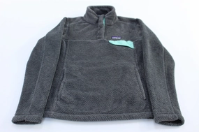 Frictionless Cuffs Women's Patagonia Logo Patch Grey & Blue Snap-T Re-Tool Pullover