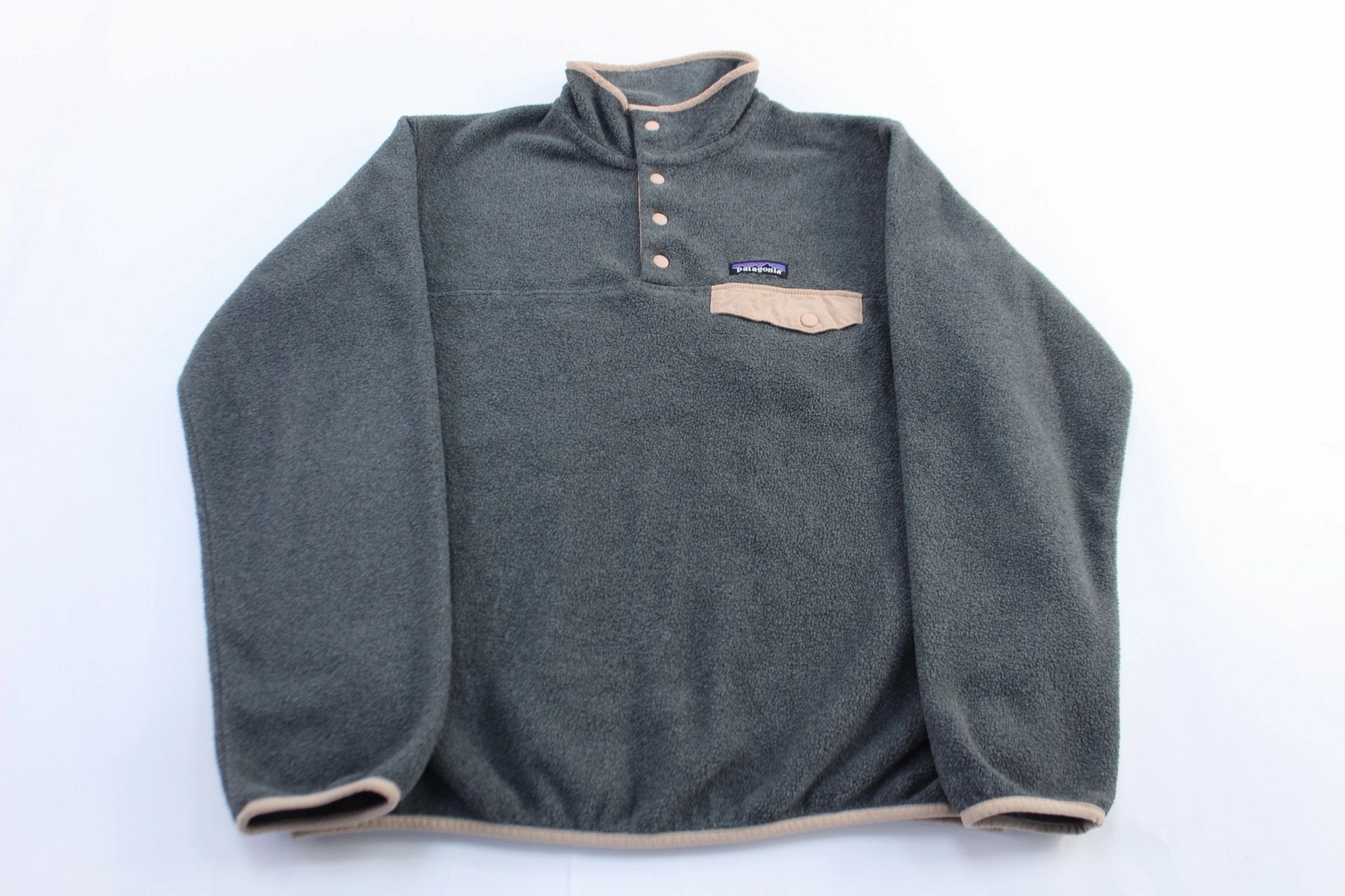 Everyday Jacket self - treat Women's Patagonia Logo Patch Grey & Peach Snap-T Fleece Pullover