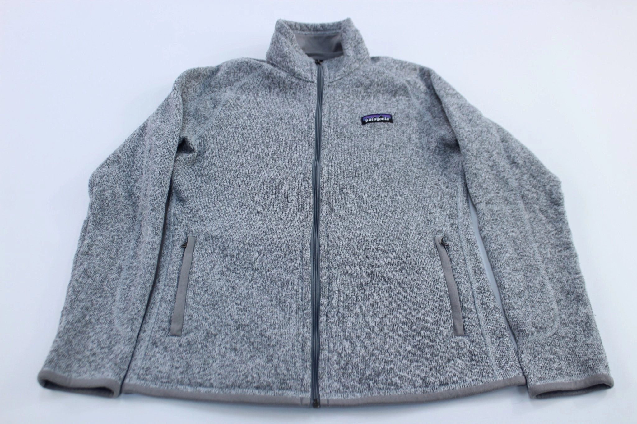 Women's Patagonia Logo Patch Grey Zip Up Jacket Breathable Lining