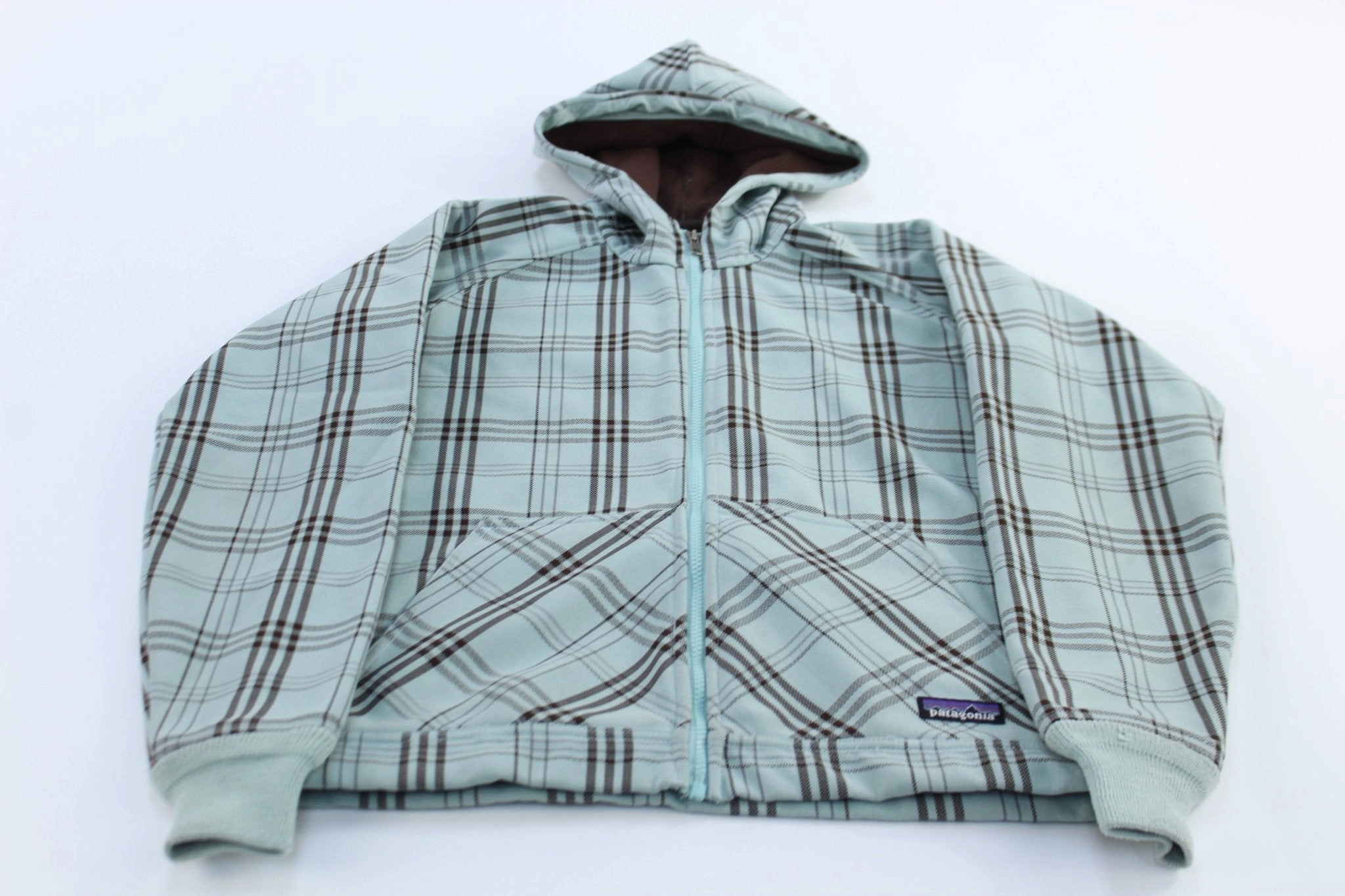 Slim Fit Cut Women's Patagonia Logo Patch Plaid Slopestyle Hoody