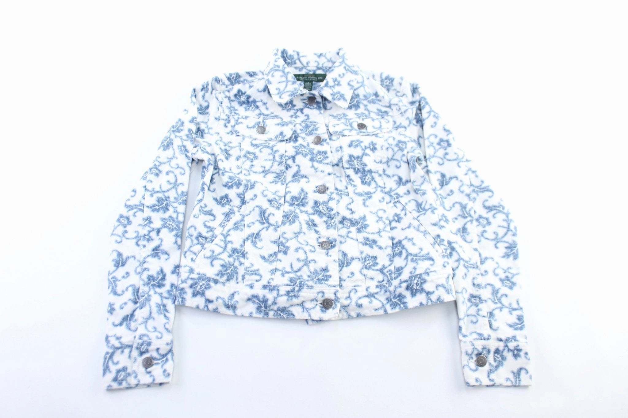 Commemorate Women's Polo by Ralph Lauren Floral Button Fly Denim Jacket