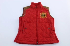 Danger Women's Ralph Lauren Embroidered Red Quilted Vest