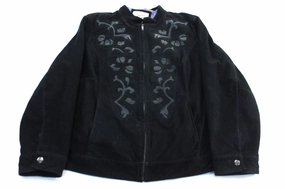 men's fashion Women's Soft by Avenue Black Suede Zip Up Jacket