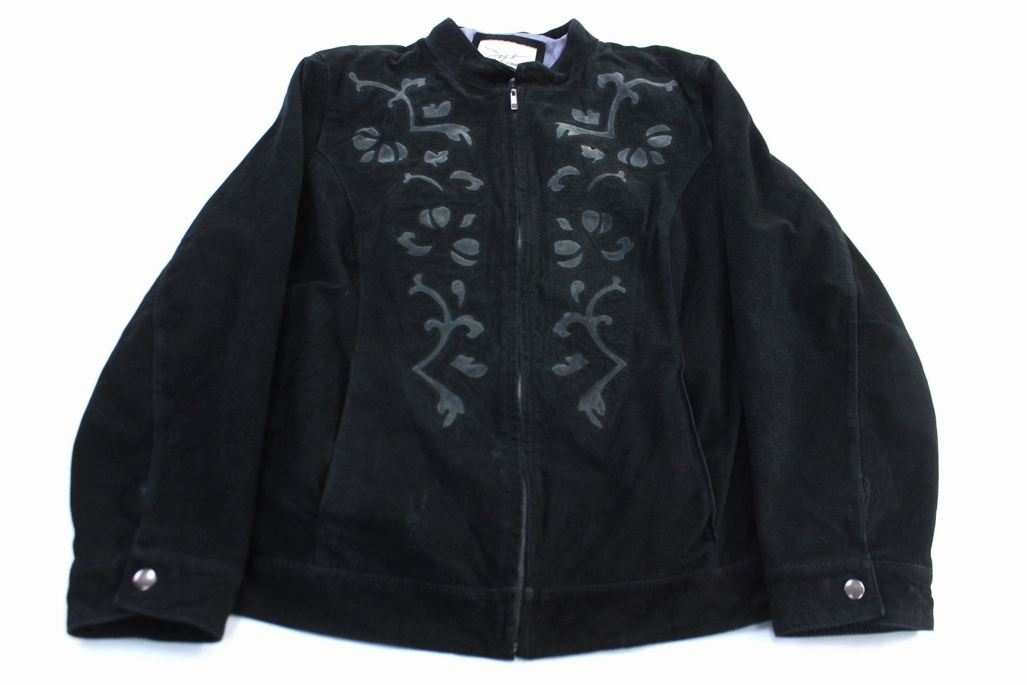 men's fashion Women's Soft by Avenue Black Suede Zip Up Jacket