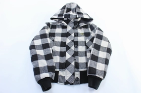 Women's SouthPole Black & White Plaid Hooded Jacket Casual Comfort Wear Idolize