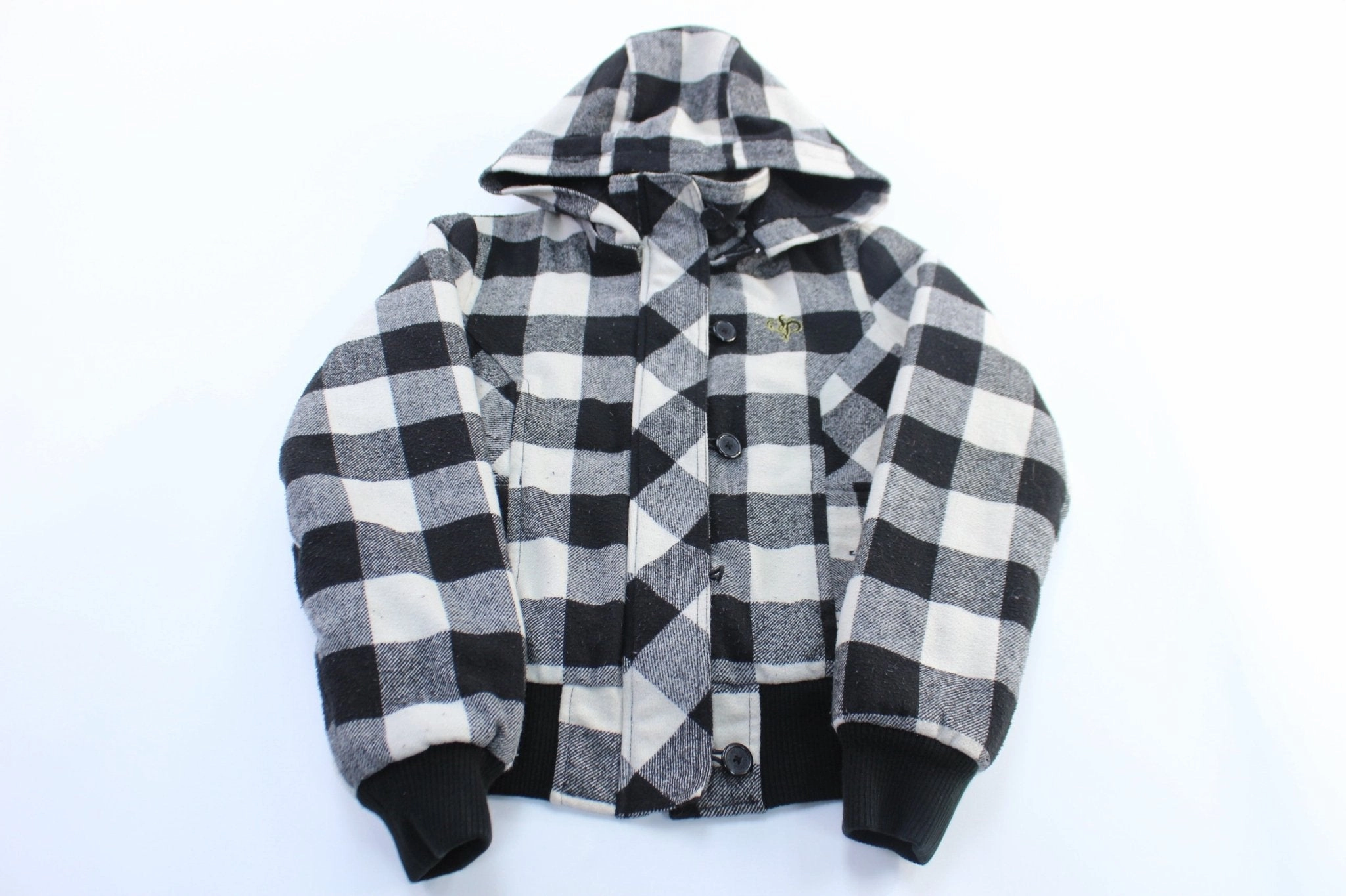 Women's SouthPole Black & White Plaid Hooded Jacket Casual Comfort Wear Idolize
