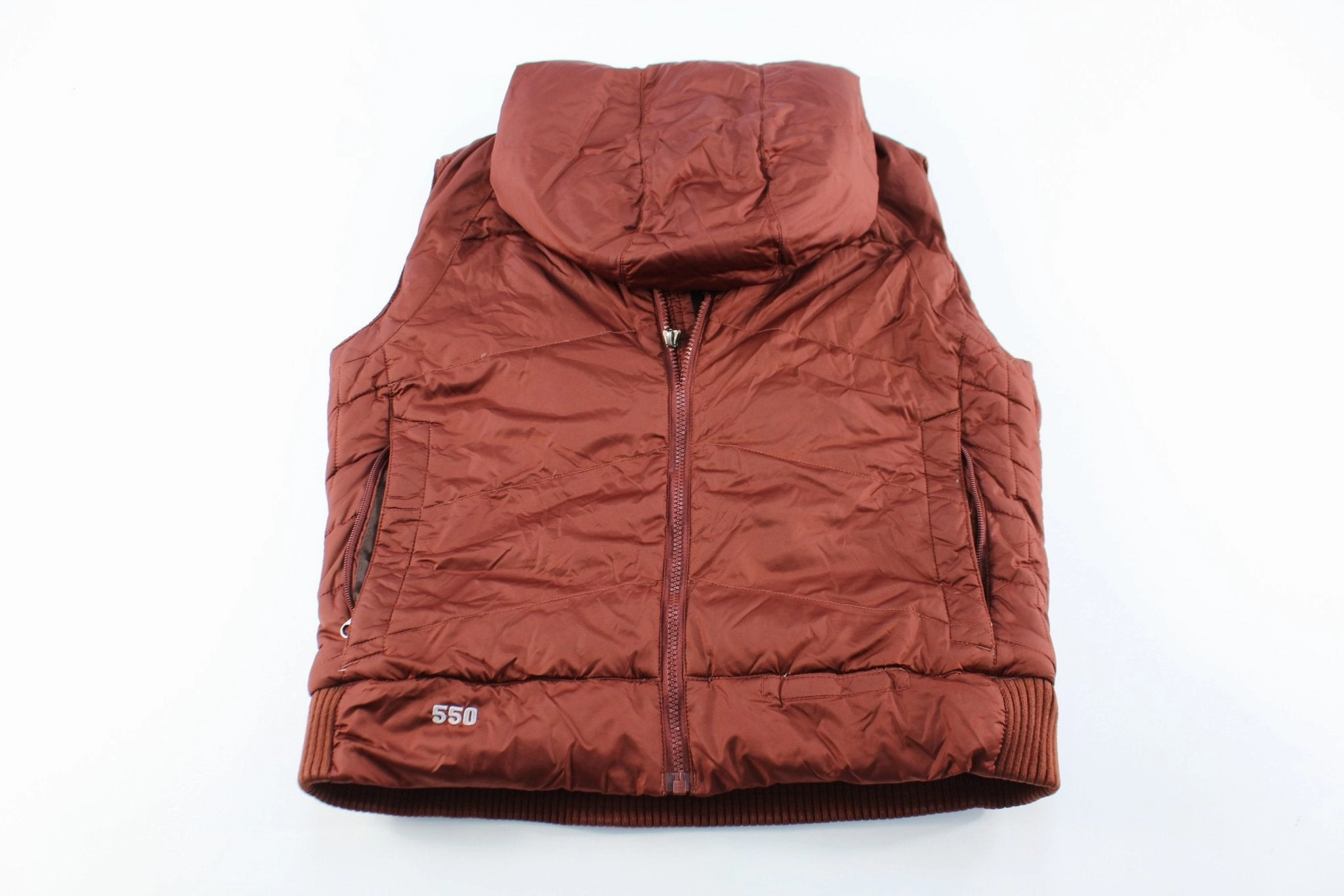 Women's The North Face 550 Rust Puffer Zip Up Vest Collaborate Sporty Look