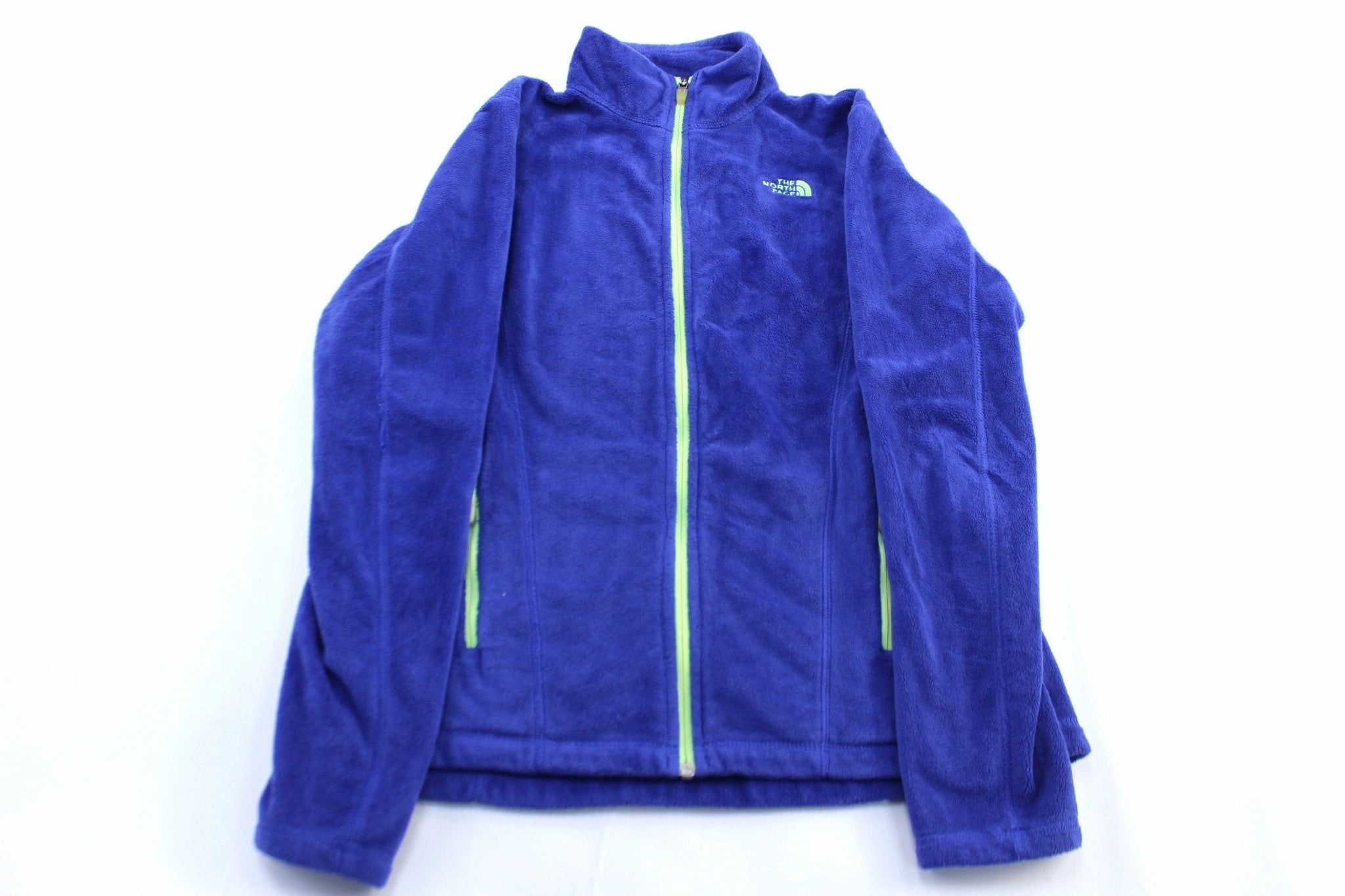 Wool Ergonomic Stitching Women's The North Face Blue & Neon Fleece Zip Up Jacket