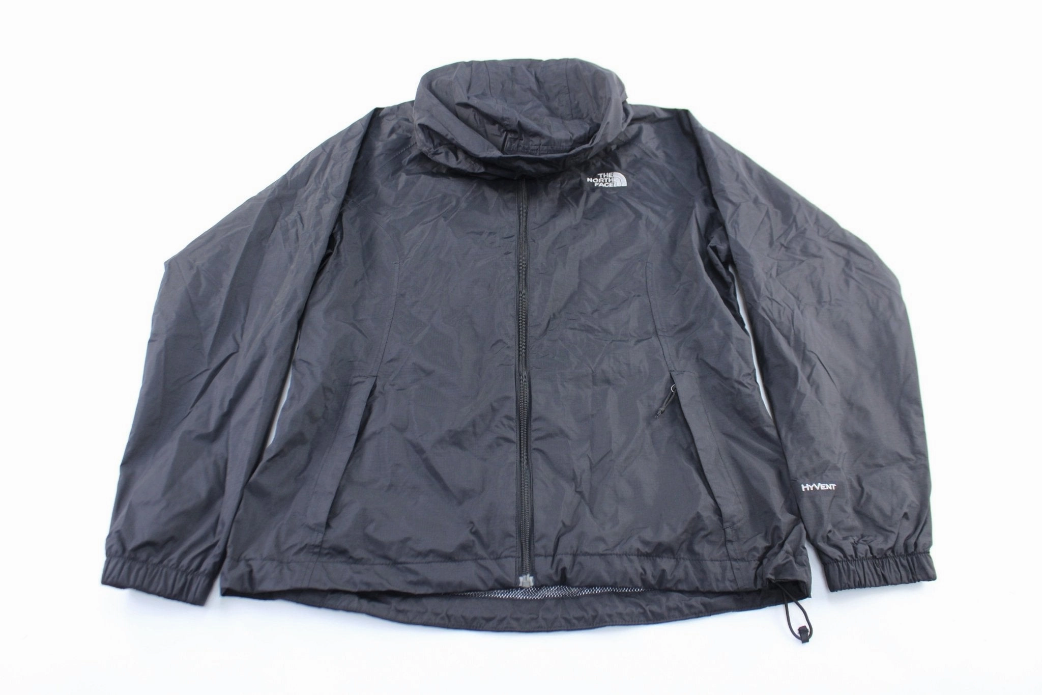 Women's The North Face Embroidered Logo Black Zip Up Jacket Wardrobe Grid Fleece Lining