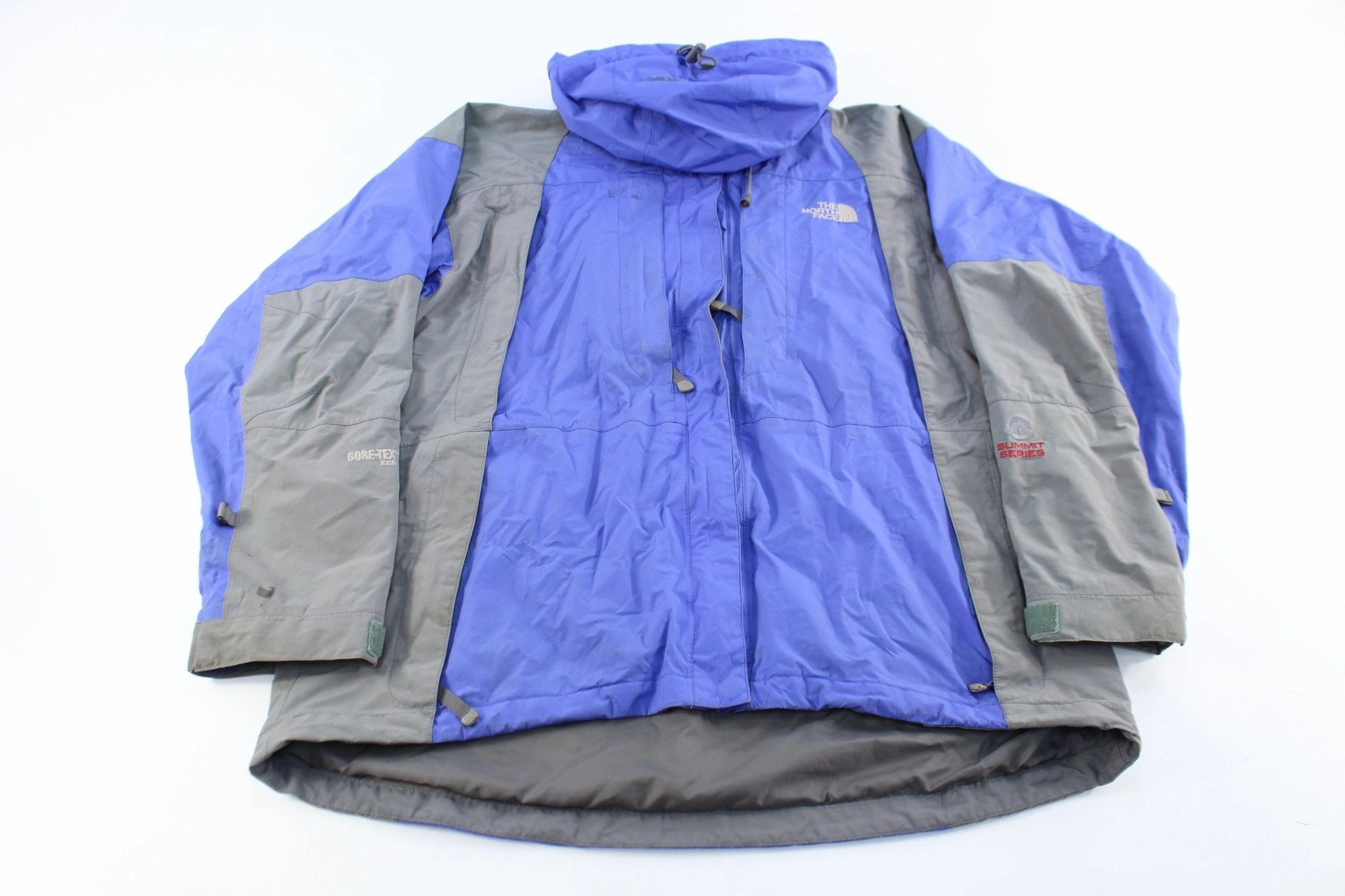 Women's The North Face Embroidered Logo Blue & Grey Zip Up Jacket Advertise