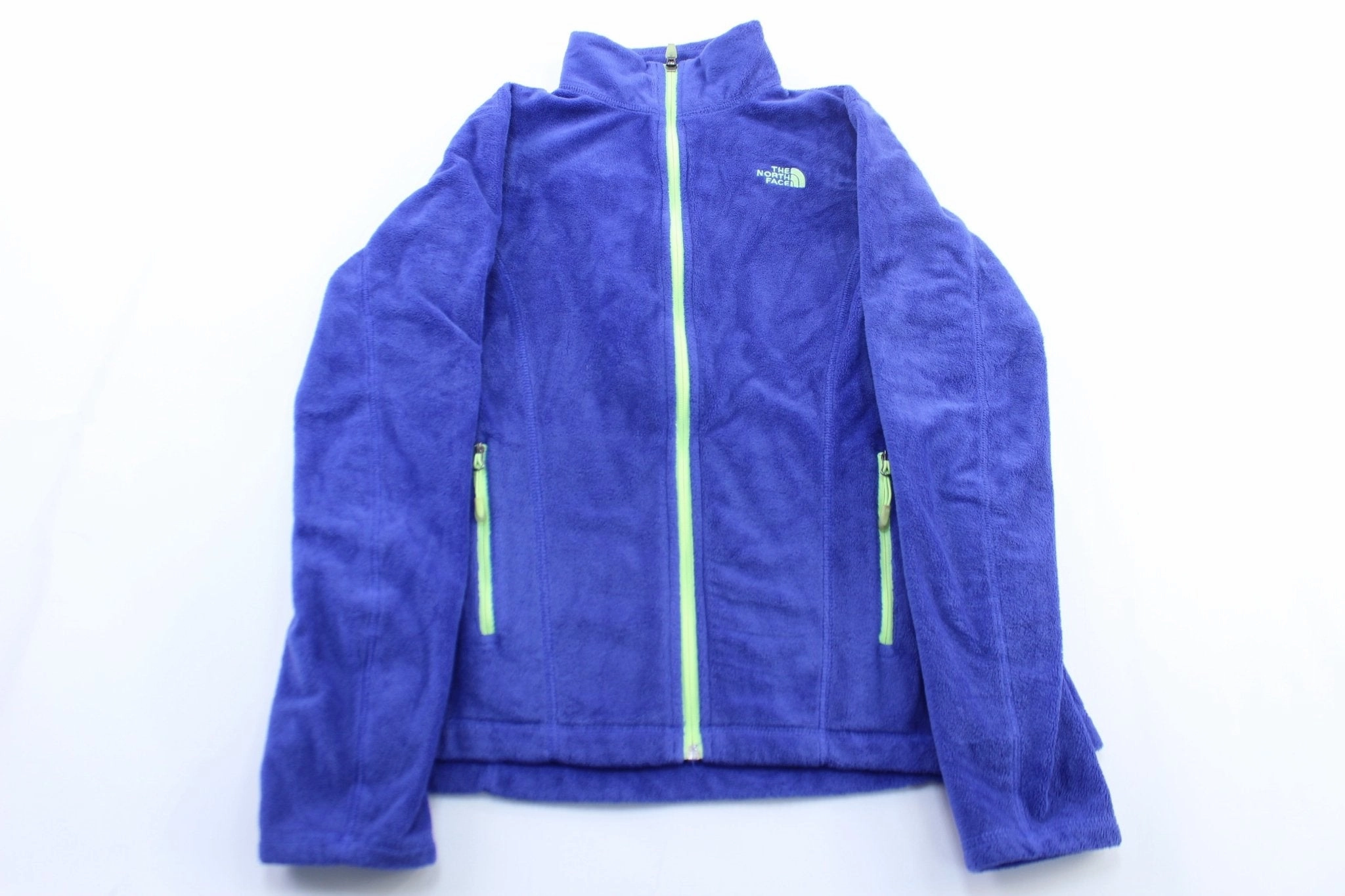 Resist Women's The North Face Embroidered Logo Blue & Neon Zip Up Jacket