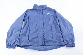 Review Women's The North Face Embroidered Logo Blue Zip Up Jacket