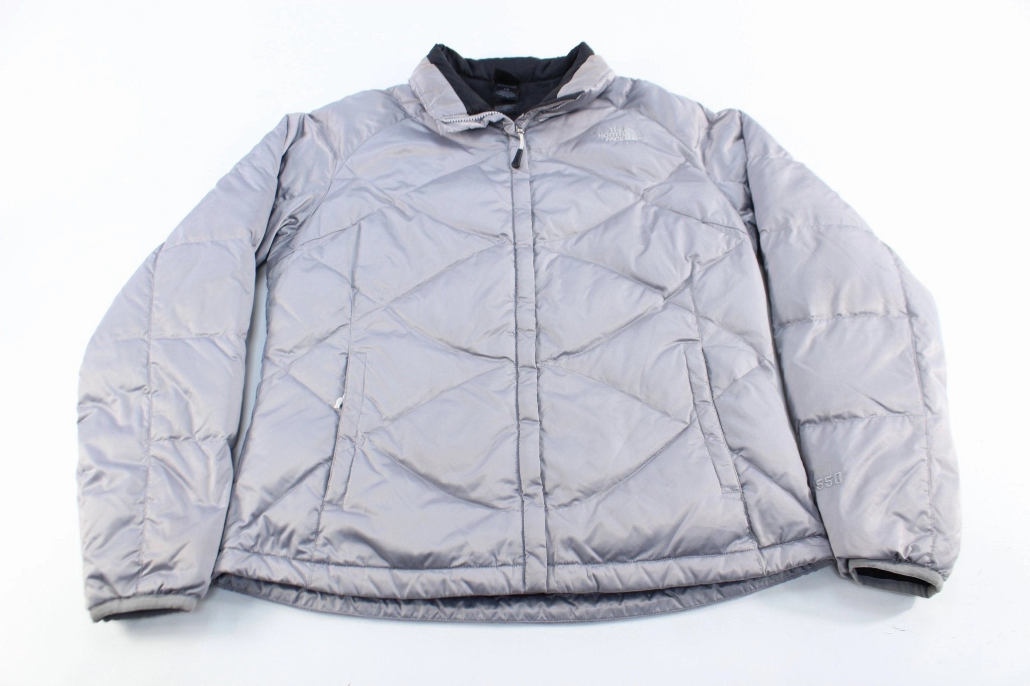 Women's The North Face Embroidered Logo Grey Zip Up Jacket Snow Day Animal Print