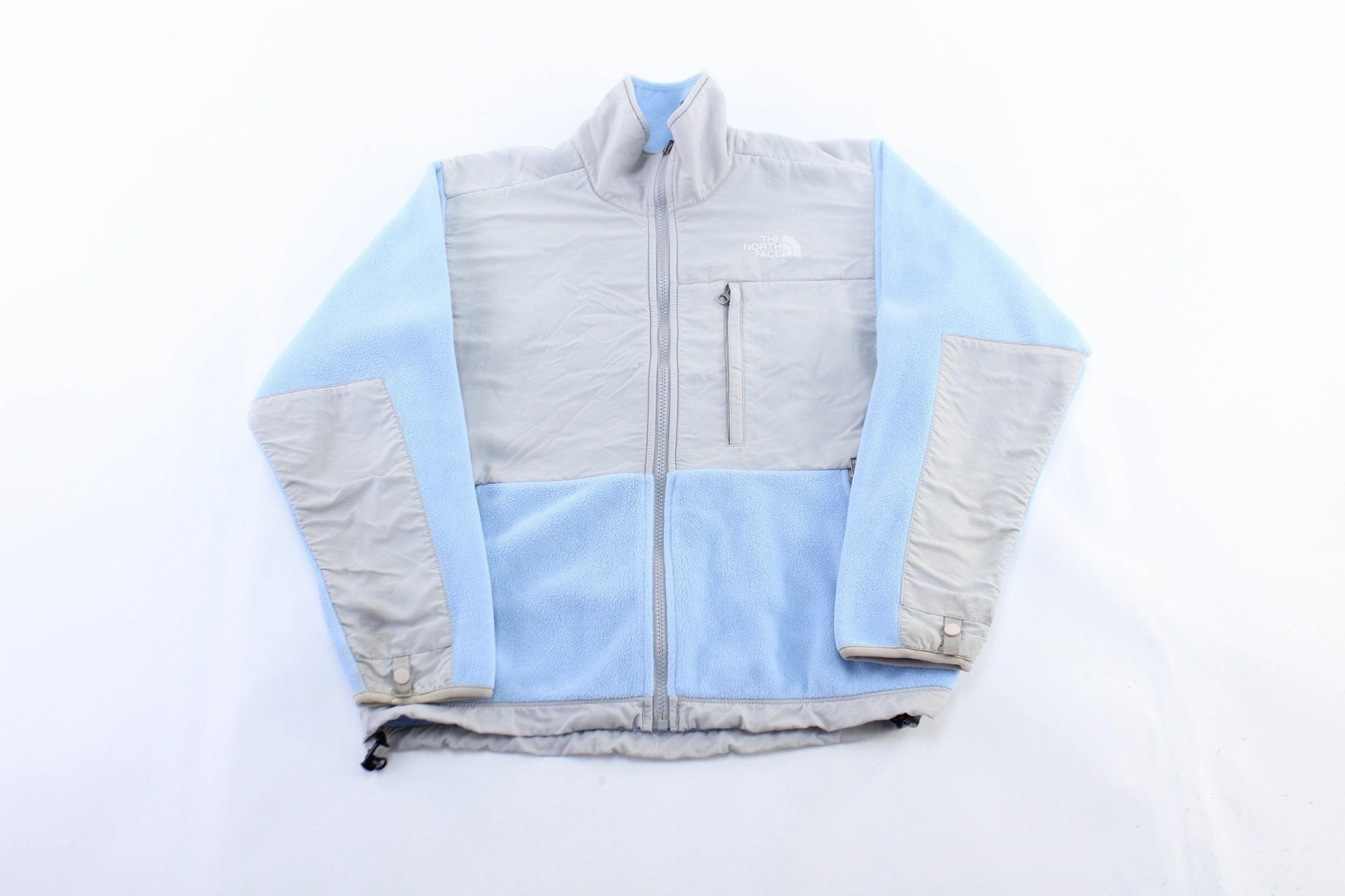Women's The North Face Embroidered Logo Light Blue & Grey Zip Up Jacket Trend